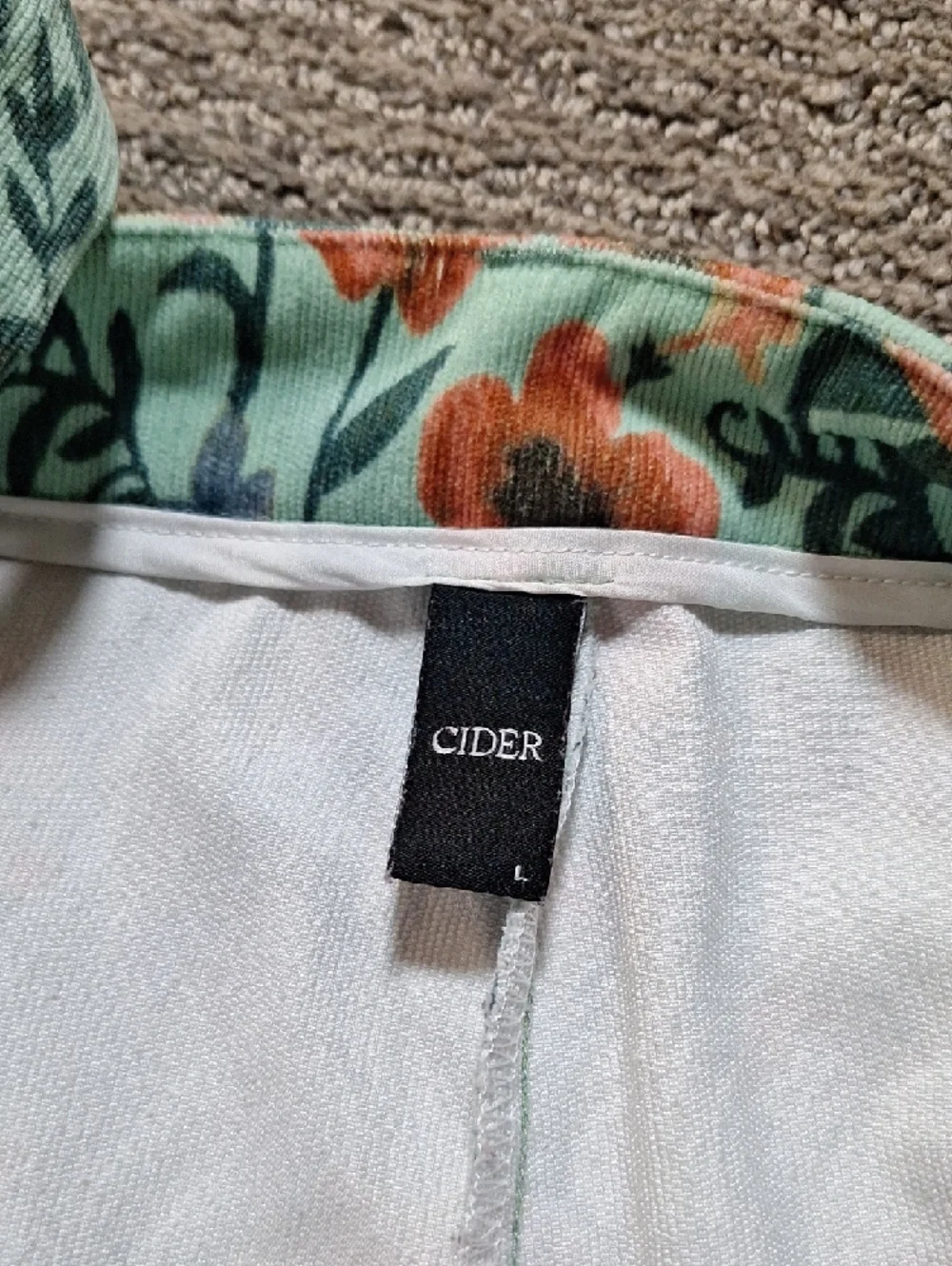 Cider Mint Floral Overalls with Orange Blooms - Picture 7 of 12
